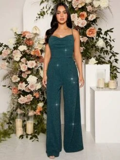 SHEIN Maternity Glitter Wide Leg Cami Jumpsuit -Curated Swimwear 16803284108a9dc8c7eebdbb1e844229640429f831 thumbnail 405x552