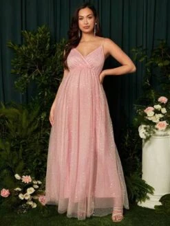 SHEIN Maternity Surplice Neck Mesh Cami Dress -Curated Swimwear 16803495321f09a37320c2d8012d1b2f3403429b25 thumbnail 405x552