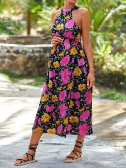 SHEIN Maternity Floral Print Halter Neck Dress -Curated Swimwear 168048830718713459771dd56979e4dd9fc9ae41f5 thumbnail 405x552