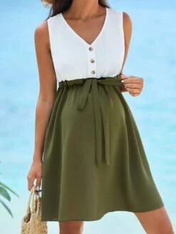 SHEIN Maternity Two Tone Drawstring Waist Dress -Curated Swimwear 1680488344b66e0444dff0fdc6d2bdd00a9572c94d thumbnail 405x552