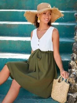 SHEIN Maternity Two Tone Drawstring Waist Dress -Curated Swimwear 16804883481808ae728fc99f3229736900d22c6b12 thumbnail 405x552