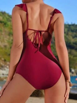 SHEIN Maternity Ruffle Trim One Piece Swimsuit