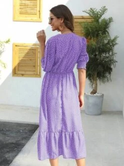 SHEIN VCAY Polka Dot Print Puff Sleeve Dress