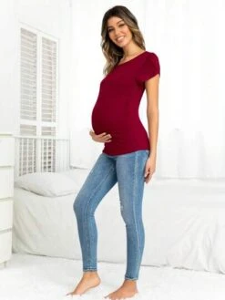 DEARCASE Maternity Solid Petal Sleeve Tee -Curated Swimwear 1680509448df47efef4847297e3fe2ec7218da0825 thumbnail 405x552