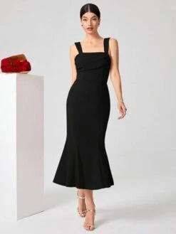 SHEIN Belle Solid Mermaid Hem Cami Dress -Curated Swimwear 168058837427e3bc9dd2d4014cef79106b5355d6d1 thumbnail 405x552