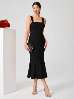 SHEIN Belle Solid Mermaid Hem Cami Dress -Curated Swimwear 168058837599ea085a26aacad03758456c4c6bcc07 thumbnail 405x552