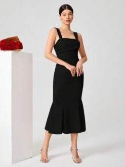 SHEIN Belle Solid Mermaid Hem Cami Dress -Curated Swimwear 1680588379708104c73379fc6c28d9536744978f25 thumbnail 405x552