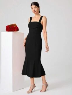 SHEIN Belle Solid Mermaid Hem Cami Dress -Curated Swimwear 1680588381a25be85dbf3da4007033eaf6a0b1065b thumbnail 405x552