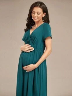 EVER-PRETTY Maternity Surplice Neck Solid Maxi Dress -Curated Swimwear 1680602565829d1a62177d1167d7f3f8e7d8309d62 thumbnail 405x552