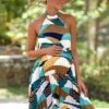 SHEIN Maternity Striped & Geo Print Backless Halter Dress -Curated Swimwear 1680611142b8029b773ab549903bebfa90f3f08b43 thumbnail 405x552