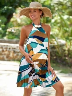 SHEIN Maternity Striped & Geo Print Backless Halter Dress -Curated Swimwear 1680611151719765b052fd71dfc05c3d59ddd5c47c thumbnail 405x552