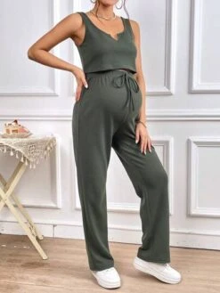 SHEIN Maternity Notched Neckline Tank Top & Drawstring Waist Pants -Curated Swimwear 1680747911761ac58dabed359d5543010fc34ddc03 thumbnail 405x552