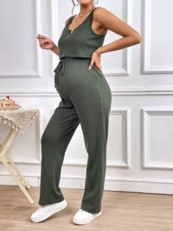 SHEIN Maternity Notched Neckline Tank Top & Drawstring Waist Pants -Curated Swimwear 16807479172d54509d0da4e4820b27ade9c2651d6a thumbnail 405x552