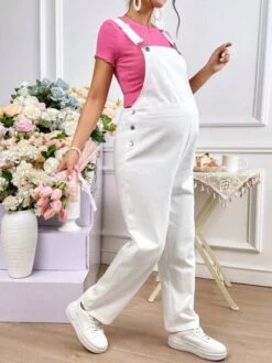 SHEIN Maternity Patched Pocket Pinafore Jumpsuit Without Tee -Curated Swimwear 16807546668e1cc65e4a7f9bcee195ebf1c91a8f3f thumbnail 405x552