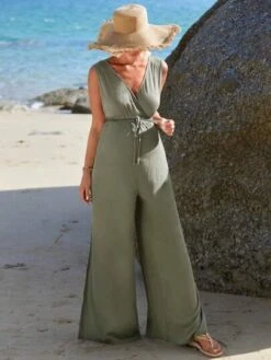 SHEIN Maternity Knot Waist Split Thigh Jumpsuit -Curated Swimwear 16807589137fb96889755e649d77907f99ac1853f1 thumbnail 405x552