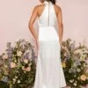SHEIN Belle Solid Split Thigh Satin Halter Wedding Dress -Curated Swimwear 1680759216756283fcbc4ab667de079a7525460e38 thumbnail 405x552