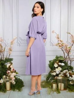 SHEIN Maternity Batwing Sleeve Belted Dress