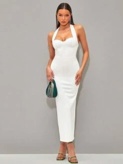 SHEIN BAE Solid Backless Halter Neck Backless Bodycon Dress -Curated Swimwear 16807776723c836fe568c6eceb1e14983f8c66c349 thumbnail 405x552