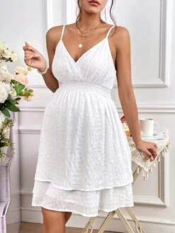 SHEIN Maternity Swiss Dot Two Layer Hem Cami Dress -Curated Swimwear 1680785341885244654ddd1e388b52bac2bd824f3f thumbnail 405x552