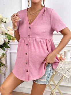 SHEIN Maternity Button Front Peplum Blouse -Curated Swimwear 1680785344d4a35ca00aaf20d291be5a368f8b4ed4 thumbnail 405x552