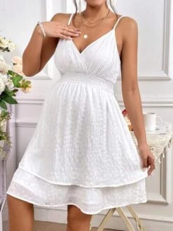 SHEIN Maternity Swiss Dot Two Layer Hem Cami Dress -Curated Swimwear 1680785347eda5d6d1dbe42e32871e2cf36173fef5 thumbnail 405x552