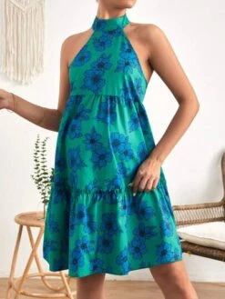 SHEIN Maternity Floral Print Ruffle Hem Halter Dress -Curated Swimwear 1680833307aa29a9f6eadd095c37bdaa4828e2e3e3 thumbnail 405x552