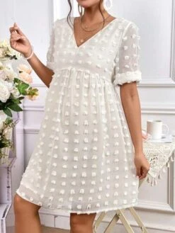 SHEIN Maternity Swiss Dot Smock Dress -Curated Swimwear 168092591501e1c22a5d42805ea66b960f175074be thumbnail 405x552