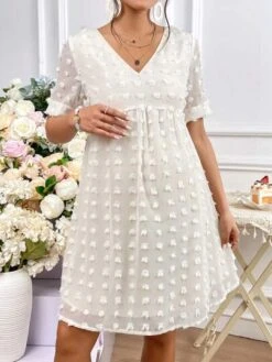 SHEIN Maternity Swiss Dot Smock Dress -Curated Swimwear 168092591921b9fa9b5cde773e0c5b4c39f1e9575f thumbnail 405x552