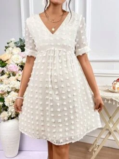 SHEIN Maternity Swiss Dot Smock Dress -Curated Swimwear 168092592358f9ac4124255fe20a2faff3b8fda5f9 thumbnail 405x552