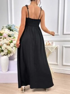 SHEIN Maternity Tie Shoulder Drawstring Front Split Thigh Cami Dress