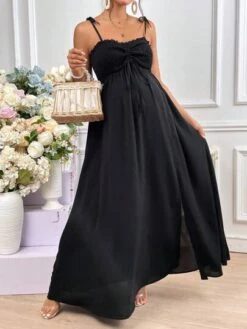 SHEIN Maternity Tie Shoulder Drawstring Front Split Thigh Cami Dress -Curated Swimwear 16809294393d36a7f1084a1cdd66f9e618cc493e13 thumbnail 405x552