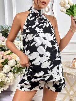 SHEIN Maternity Floral Print Tie Back Top & Adjustable Waist Shorts -Curated Swimwear 16809421128f1902086f2b4da75a6836b0e112ef17 thumbnail 405x552