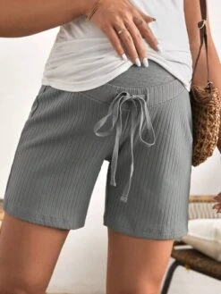 SHEIN Maternity Wide Waistband Drawstring Waist Shorts -Curated Swimwear 168109119535053688de1c30e248c190e6989cbac3 thumbnail 405x552