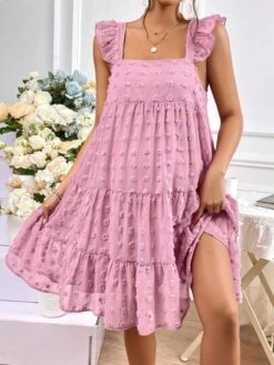 SHEIN Maternity Swiss Dot Ruffle Trim Smock Dress -Curated Swimwear 1681092067a04426e77f19f2c956982b4bdf7f1211 thumbnail 405x552