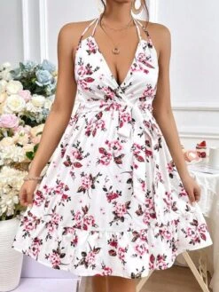 SHEIN Maternity Allover Floral Print Tie Backless Ruffle Hem Belted Halter Dress -Curated Swimwear 16810924161b607cc2e45fdb72aaedbf36cd47d0e2 thumbnail 405x552
