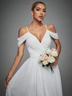 Cold Shoulder Maxi Chiffon Wedding Dress -Curated Swimwear 168109556237a7d57d4c7d5b8b3efbeba16e56c8ed thumbnail 405x552