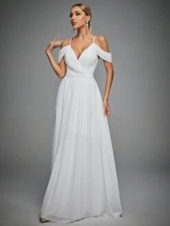 Cold Shoulder Maxi Chiffon Wedding Dress -Curated Swimwear 168109556491bc79001693ed62069d146bf4054880 thumbnail 405x552