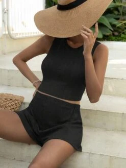 SHEIN Maternity Solid Tank Top & Shorts -Curated Swimwear 1681113254b470c78f0ccf9ce0089c4da3352719b1 thumbnail 405x552