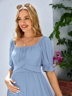 SHEIN Maternity Puff Sleeve Ruffle Hem Dress -Curated Swimwear 16811377453d5d2e46a2d622678f211127e21ae513 thumbnail 405x552