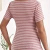 SHEIN Maternity Striped Print Surplice Neck Nursing Tee -Curated Swimwear 16811377870d67d15ced302a156f77c1cf5fb8b957 thumbnail 405x552
