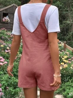 SHEIN Maternity Solid Overall Romper Without Tee