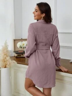 Maternity Drop Shoulder Belted Shirt Dress
