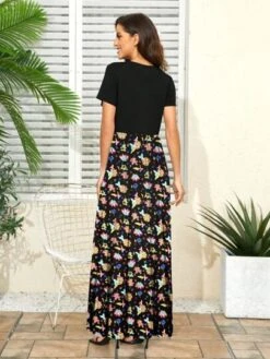 Maternity Floral Print Split Thigh Nursing Dress