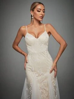 Contrast Mesh Hem Cami Wedding Dress -Curated Swimwear 168119499558a1eace71c8cb9341bc5187ab2b09b9 thumbnail 405x552