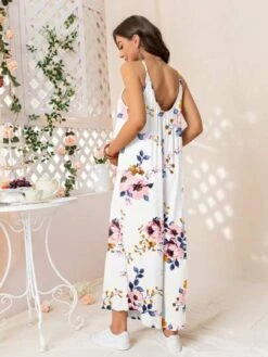 DEARCASE Maternity Floral Print Wide Leg Jumpsuit