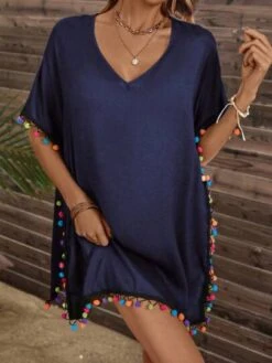 Pom Pom Batwing Sleeve Cover Up -Curated Swimwear 168122100560c7d6ce3b9aa4a6bc9ca01daab74d6c thumbnail 405x552