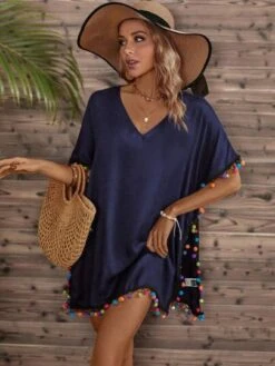 Pom Pom Batwing Sleeve Cover Up -Curated Swimwear 1681221010b6a41b71cca900213e20172117a2884f thumbnail 405x552