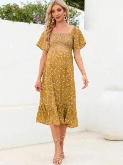 Maternity Ditsy Floral Print Ruffle Hem Dress -Curated Swimwear 16812667566aa38db4d8211ea34a9a09e4a921cda6 thumbnail 405x552