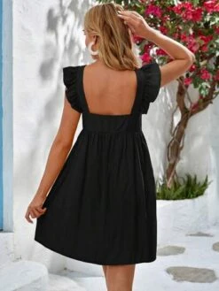 SHEIN Maternity Solid Ruffle Trim Dress