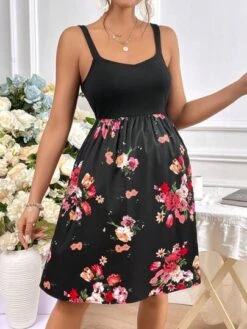 SHEIN Maternity Floral Print Cami Dress -Curated Swimwear 168127194839140b5d4671c4e740cc12b9562af776 thumbnail 405x552